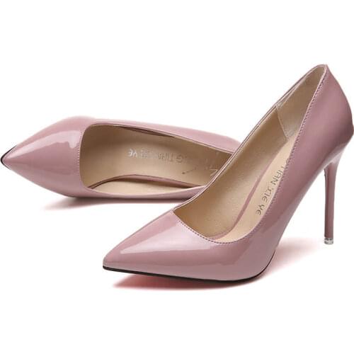 HOT Women Shoes Pointed Toe Pumps Patent Leather Dress High Heels Boat Shoes Wedding Shoes Zapatos Mujer