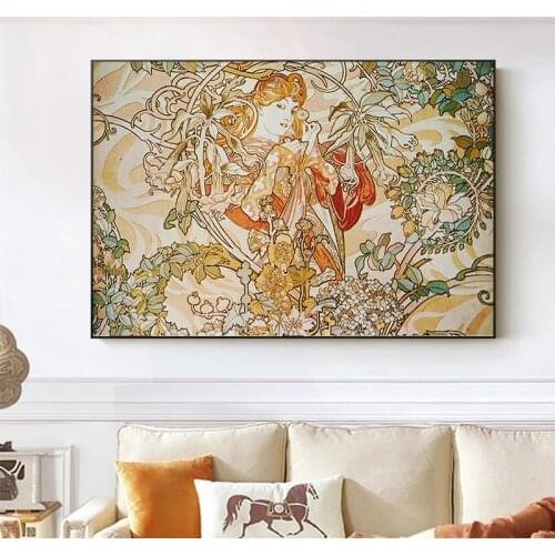Alphonse Mucha Vintage Beauty Posters and Prints Canvas Painting Wall Art Pictures for Living Room Home Cuadros Decoration