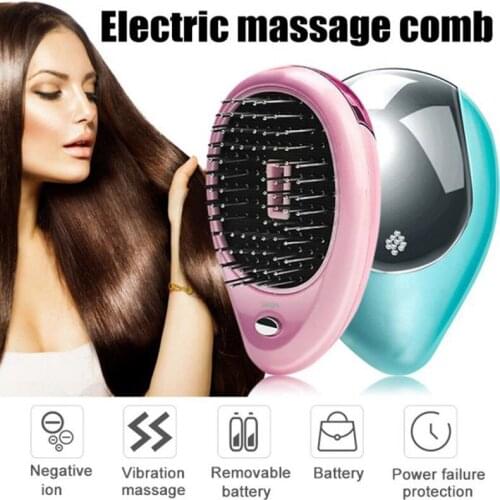 Magic Ionic Hair Brush Portable Electric Mini Ion Vibration Hair Brush Comb Head Massager for Styling