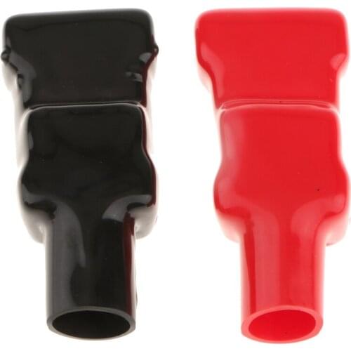 1 Set Soft Plastic Battery Terminal Boots Insulating Protector Cover for Electronics Automobile Motorcycle Red /Black