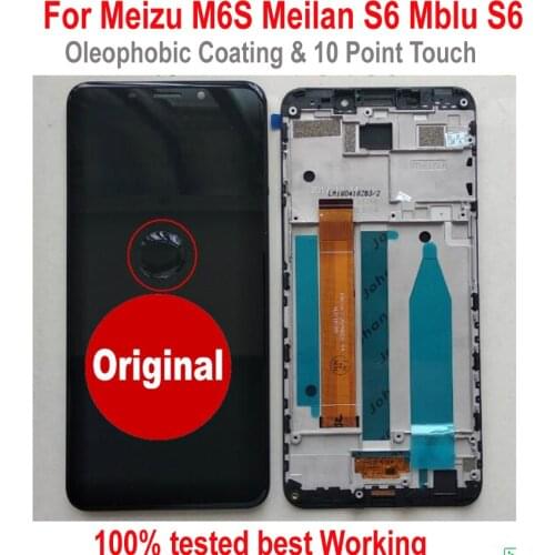 100% Original Glass NEW Sensor For Meizu M6S Meilan S6 Mblu S6 M712H M712Q LCD Display Touch Screen Digitizer Assembly + Frame