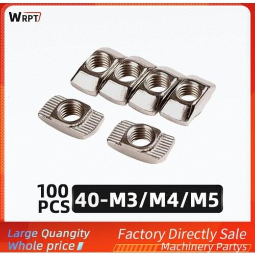 100 pcs/ 3D printer parts M3/M4/M5 carbon steel T-nut fastener aluminum connectors for 4040 industry specifica
