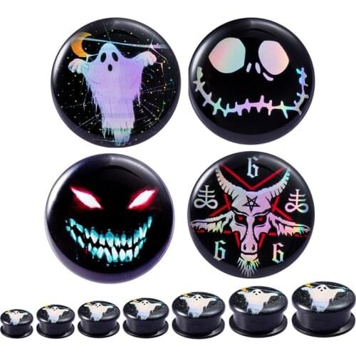 2pcs Acrylic Ear Plugs and Tunnels Earring Piercing Expander Black Devil Flesh Gauges Screw Fit Stretcher Body Jewelry 8-20mm
