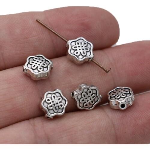 20pcs Silver Plated China Knot Loose Spacer Beads for Jewelry Making Necklace Bracelet Accessories DIY Earrings Accessories