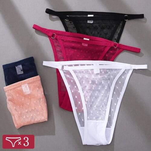 3Pcs/Set Plus Size M-2XL Sexy Panties Women Mesh Lace Briefs Female Fashion Underwear Low Waist Panties Girls Intimates Lingerie