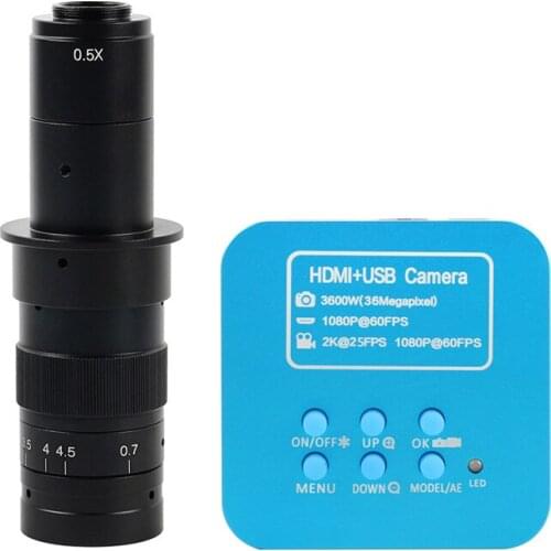 36MP FHD 4K 1080P 60FPS HDMI USB Digital Remote Control Industrial Microscope Video Camera+180X/300X Zoom C-mount Lens