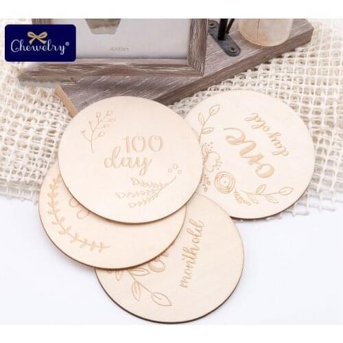 4Pc Baby Milestone Plaques Milestone Cards Baby Wooden Markers Milestone Blocks Baby Annoucements Shower Gifts Wooden Teether