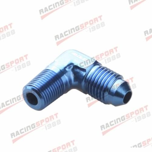 4AN AN4 AN-4 To 1/8" NPT 90 Degree Male Fitting Adapter Aluminum Blue