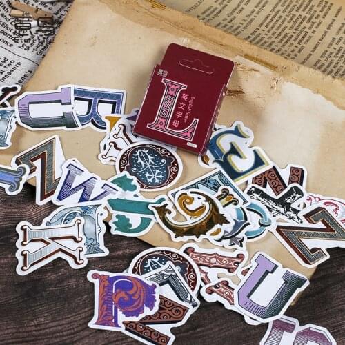 52pcs/set Letter Stickers Album Diary Label Material DIY Journaling Stationery Scrapbooking Vintage Mini Decorative Paper