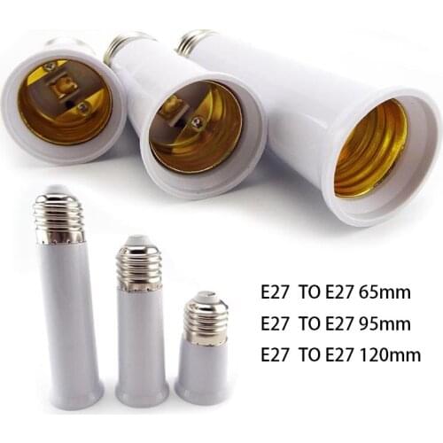 2pcs 65mm 95mm Bulb Adapter E27 to E27 Extender LED Lamp Light Base Socket Extension Converter Connector CFL Light Bulb Adapter