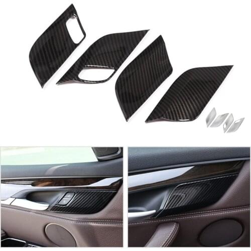 Car ABS Chrome / Carbon Fiber Texture Safety Door Lock Handle Bowl Cover For BMW X5 F15 2014 2015 2016 2017 X6 F16 2015- 2018