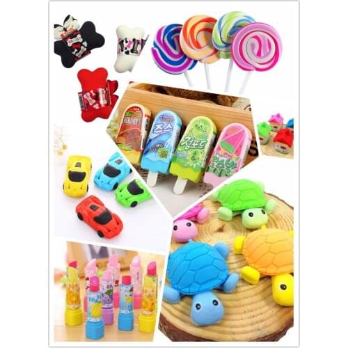 Free shipping 36pcs/lot Kawaii Rubber Eraser Eleven Design Cute Cartoon Animal And Mini School Supplies Learning Office