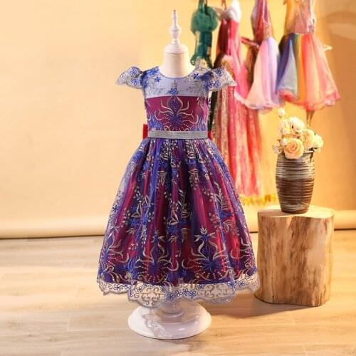 Kids Infant Girl Wedding Flower Girls Dress Princess Elegant Party Lace Sequins Bowknot Formal Dress Baby Girl Birthday Dress
