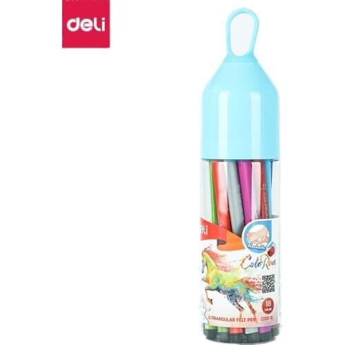 Deli EC105 Felt Pen Washable 12/18/24 /36 Color Fiber Marker Pen Fineliners Markers Sketch Drawing Art Painting School supplies