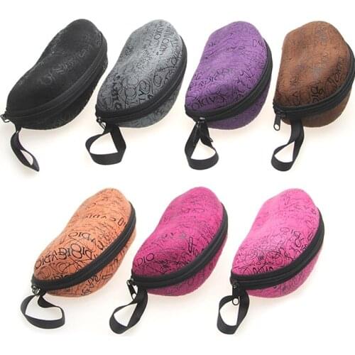 1PCS Portable Fashion Rectangle Protector Zipper Portable Holder Clam Shell Sunglasses Hard Case Glasses Box With Hook Random