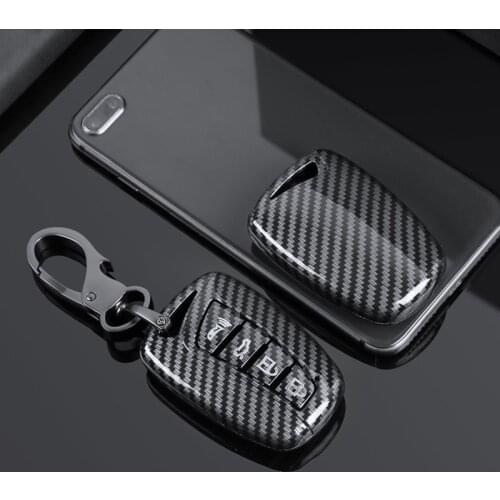 Glossy Carbon fiber ABS Car Key Case Fob Cover For Hyundai Santa Fe Grand ix45 Centennial Genesis 4button key
