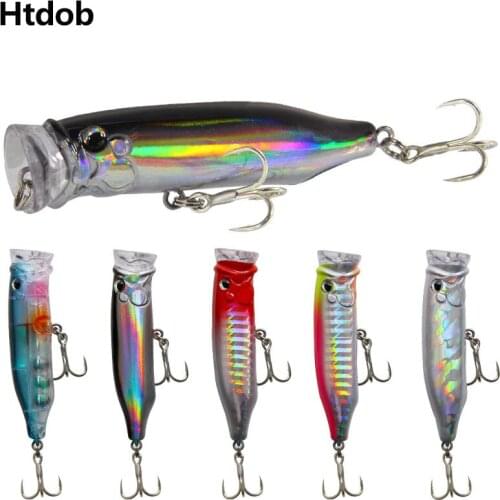 Htdob 5Pcs Fishing Lures 7cm/9.4g Floating Water Popper Bait Hard Bait Artificial Wobblers Plastic Fishing Tackle With Fishing