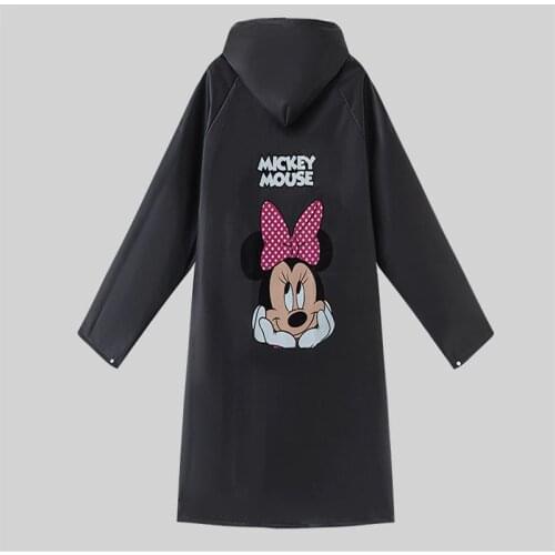 Transparent Black White Adult Mickey Minnie Raincoat Women Rain Poncho Travel Walk Rain Jacket Women Rain Jacket