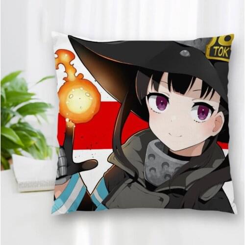 Square Pillowcase Anime Arthur Boyle Fire Force Soft Pillow Cover Zippered More Size Two Sides Decorative Cushion Cover DIY Gift