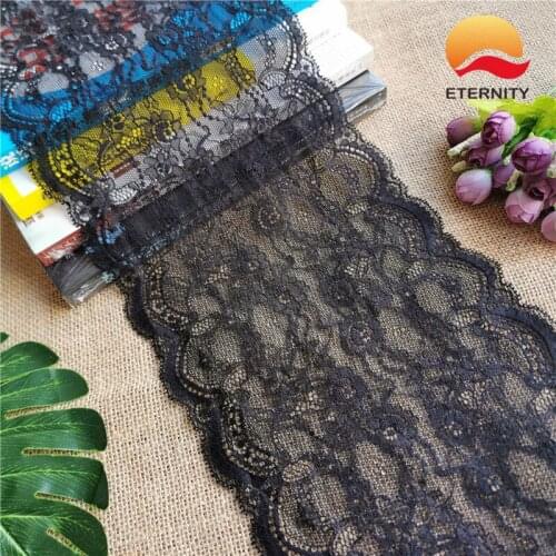 E1676*19CM Lace elastic lace fabric ribbon for fabric wedding elastic lace decoration white large edge