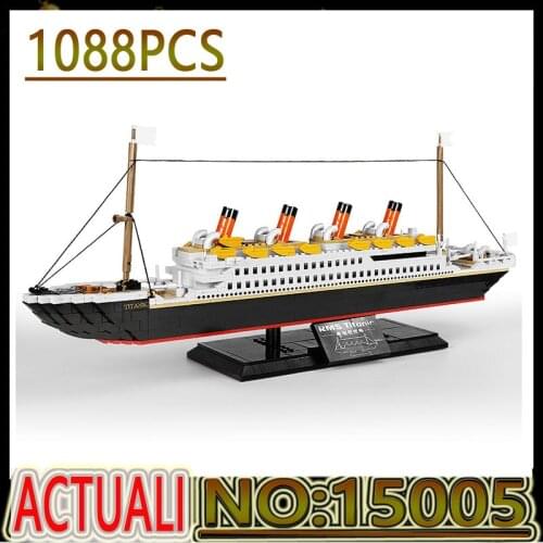 Hot PG15005 Movie Serie The MOC Royal Cruise Steam Ship Model Building Blocks Assembly Bricks Kid Birthday Christmas Gifts Toys
