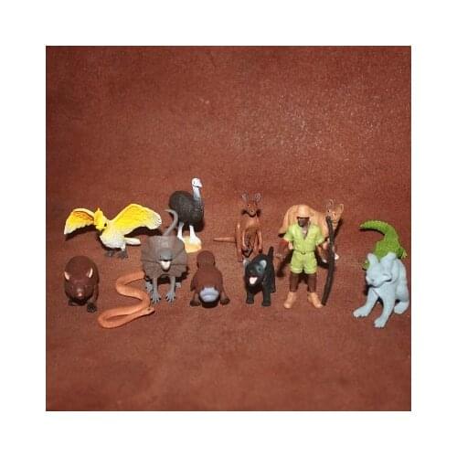 Solid pvc figure Simulation modelKangaroo lizard platypus wild dog ostrich parrot snake Australian aboriginal 12pcs/set