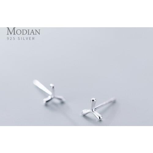 Modian Cute Wishing Bone Stud Earring for Women Fashion Authentic 925 Sterling Silver Anti Allergy Ear Pin Fine Jewelry Girl Gif