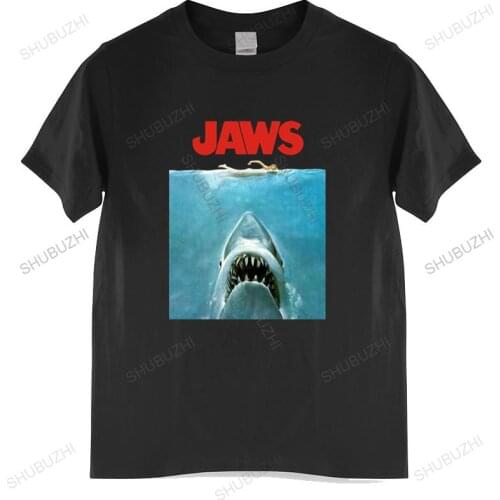 Fashion brand t shirt mens Jaws Movie Vintage Poster Licensed Adult T Shirt unisex t-shirt teenagers cool tops fashion shubuzhi