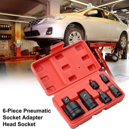 6PCS Pro 42CR-MO Chrome Molybdenum Steel Pneumatic Socket Adapter Set Tool Box Adapter Headgear Car Machine Repair Autotools