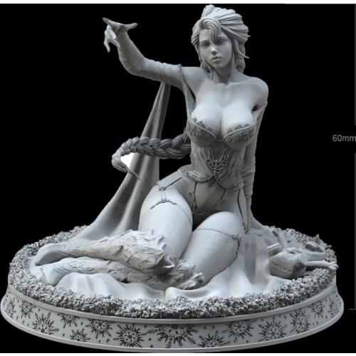 60mm Resin Model Kits Girl Snow Princess Figure Unpainted No Color RW-015