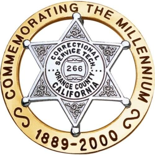 Supply cheap custom promotion gift metal badge custom round hollow five-pointed star shape badge