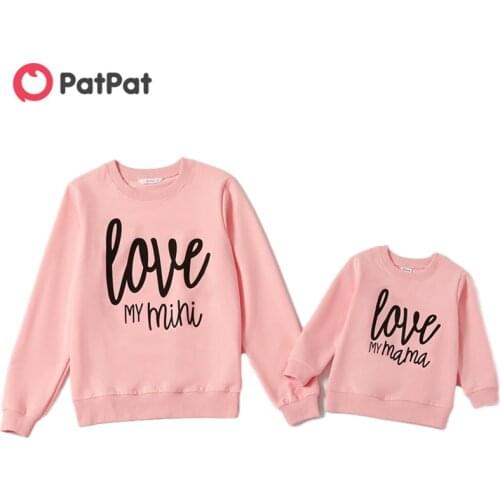 PatPat New Arrival Autumn and Spring Love Letter Print Pink Cotton Sweatshirts for Mom and Me Family Matching Clothing