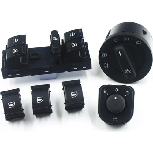 New Power Mirror Switch Headlight Switch Window Switch Button 6PCS/SET For Volkswagen VW Jetta MK5 golf 5 6 tiguan passat b6 CC