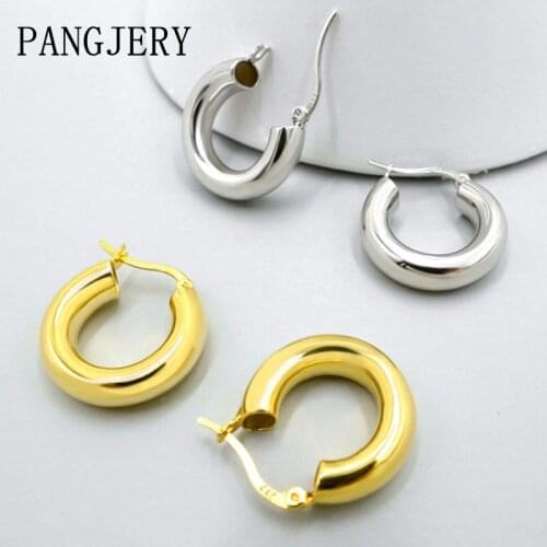 PANGJERY Prevent Allergy 925 Sterling Silver Earrings for Women INS Fashion Smooth Semicircle Geometric Party Fine Jewelry Gifts