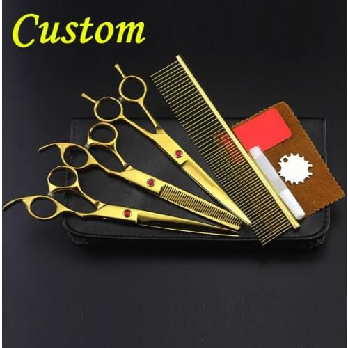 Custom 4 kit Professional japan pet 8 inch shears dog grooming hair scissors cutting thinning barber tools hairdressing scissors