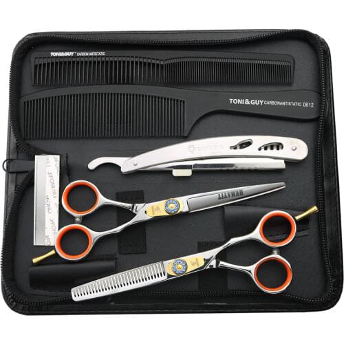 Professional Japanese 440C Hair Scissors 6 Inch Hairdressing Salon Cutting Scissors And For Thinning Scissors And Razor