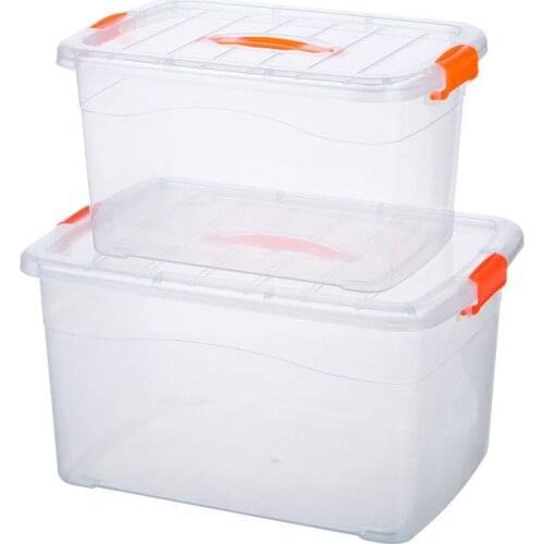 Transparent plastic storage and finishing box extra large thickened toy clothes covered storage box household storage box