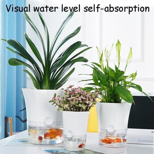 Self-absorption Flower Pots Visual Water Level Water Storage Plant Pot Plastic Planter Flower Pots Deskstop Yard Garden Decor