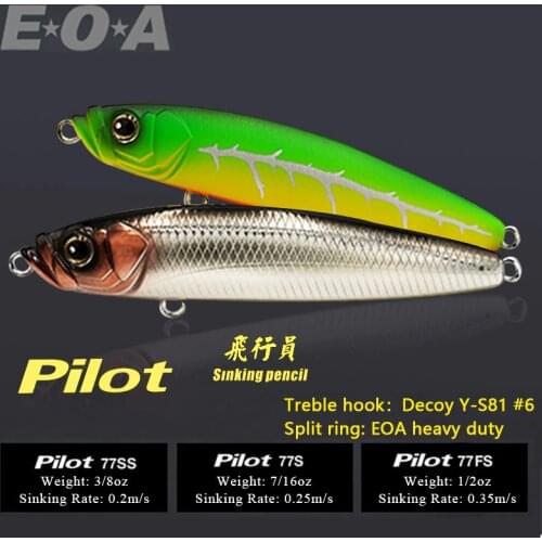 2021 New EOA Pliot Sinking Pencil 77mm 3/8oz-10.5g 7/16oz-12.3g 1/2oz-14g Super Long Casting Hard Bait .Designed by Gong Lei