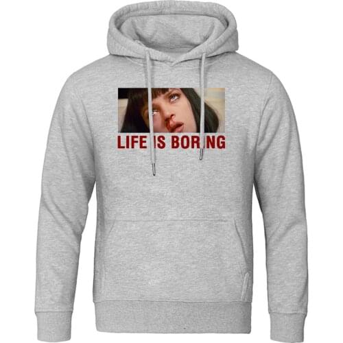 2020 spring autumn Men Hooded Hoodie trend Sweatshirts Pulp Fiction Life Is Boring Printed casual sports Long Sleeve tracksuits