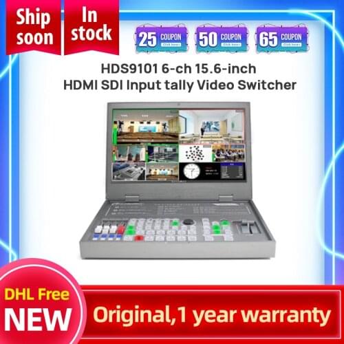 DeviceWell HDS9101 6-ch 15.6-inch HDMI Cable - Compatible tally Video Switcher for New Media Live Youtube Ins TV Broadcasts