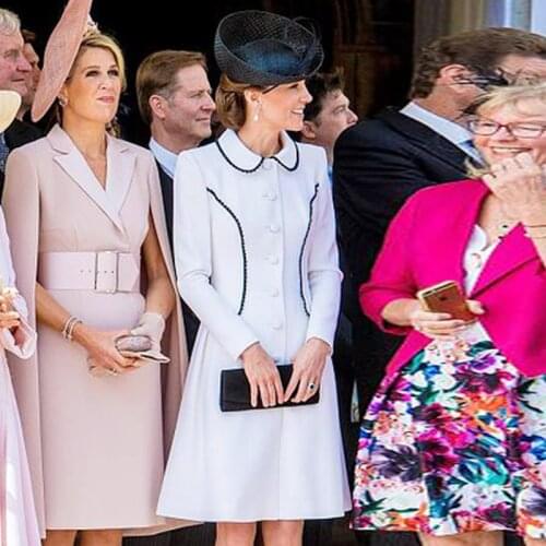 Kate Middleton Plus Size High Quality New Fashion Elegant Formal Office Lady Workplace Long Sleeve White Suit Coat