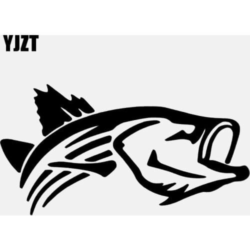 YJZT 16.2CM*8.5CM Car Sticker Interesting Cartoon Fish Vinyl Decal Black/Silver C24-0470