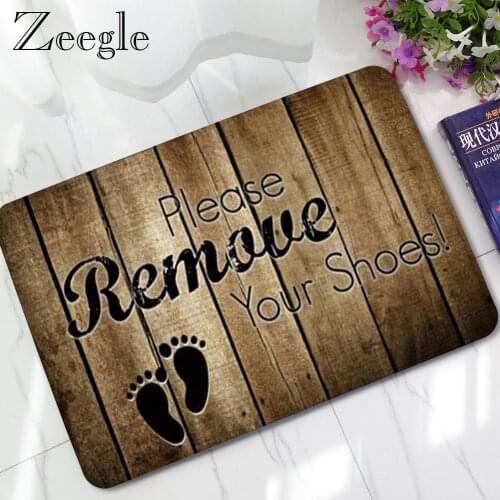 Zeegle Rubber Doormat Funny Please Take off Your Shoes Door Mat Non-slip Outdoor Front Door Mats Kitchen Floor Rug