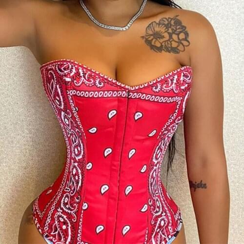 Print Strapless Corset Vest Sexy Bodycon Fashion Sleeveless 2021 Y2k Vests Streetwear Backless Party Vintage Slim Women Vest