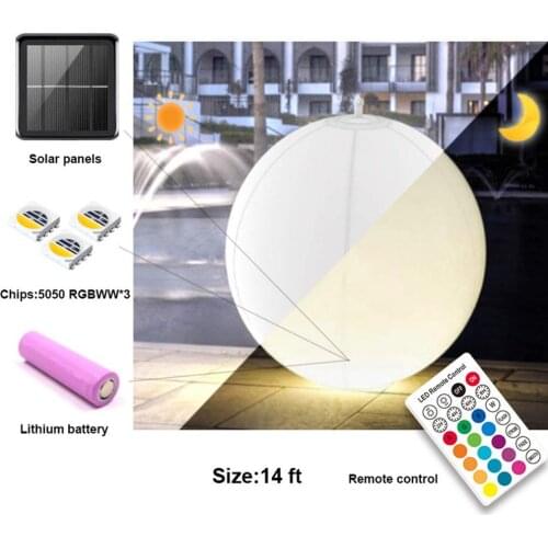 1pcs RGB LED Inflate Floating Solar Light Outdoor Powered Color Changing Underwater Ball Lights Swimming Pool Party Decor Remote