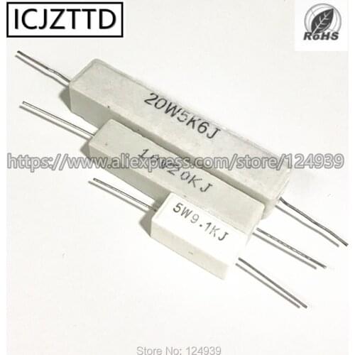 10PCS 20W 5% J 15R 18R 20R 22R 24R 27R 30R 33R 36R 39R 47R 51R 56R 62R 68R 75R 82R 100R 91R 120R 150R 180R 200R Cement Res