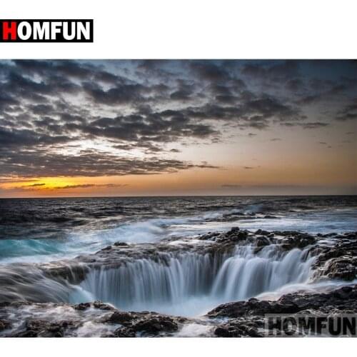 HOMFUN Full Square/Round Drill 5D DIY Diamond Painting "Scenic sunset" Cross Stitch 5D Home Decor A07536