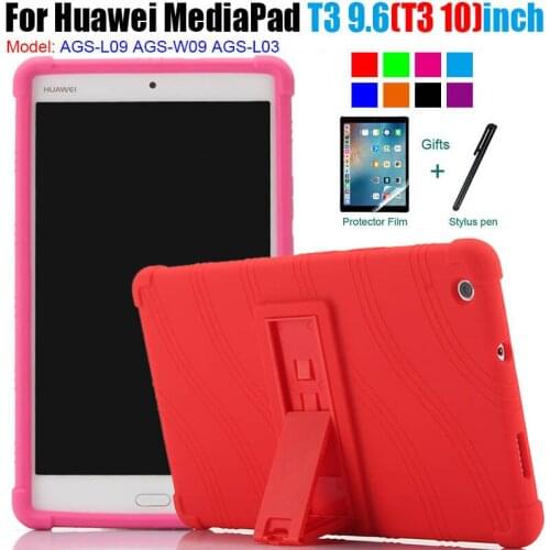 Case for Huawei MediaPad T3 9.6 AGS-L09 AGS-W09 AGS-L03 T3 10 Kids Case Soft Silicon Shockproof Cover Kickstand Tablet Funda