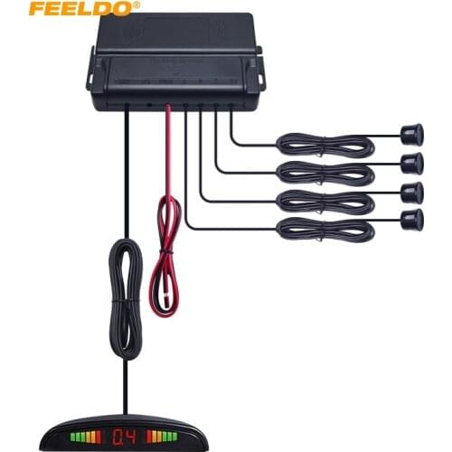 FEELDO 1Set Car LED Backlight Display 22mm 4-Sensor Parking Sensor Reverse Backup Radar Kit System